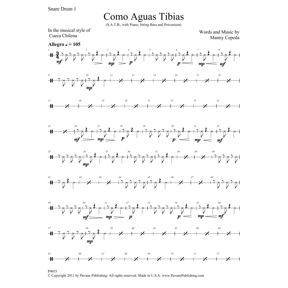 Como Aguas Tibias - Snare Drum